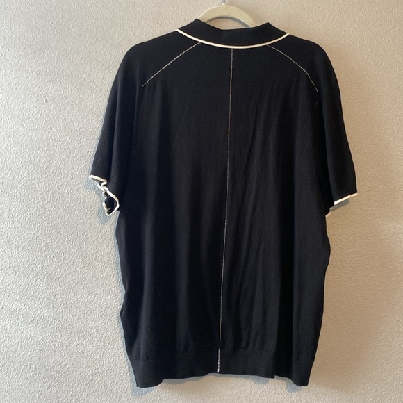 Rag & Bone Knit Evens Polo Shirt Men’s XL Cotton Silk Cashmere Black - Picture 3 of 6